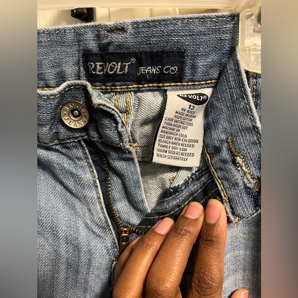 Distress flare denim jeans